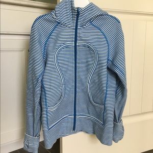 Blue and white striped Lululemon zip up